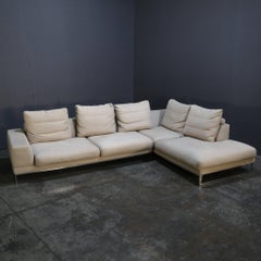 Roche Bobois Cream Leather Sectional Sofa