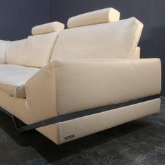 Roche Bobois Cremefarbenes Sectional-Sofa aus Leder