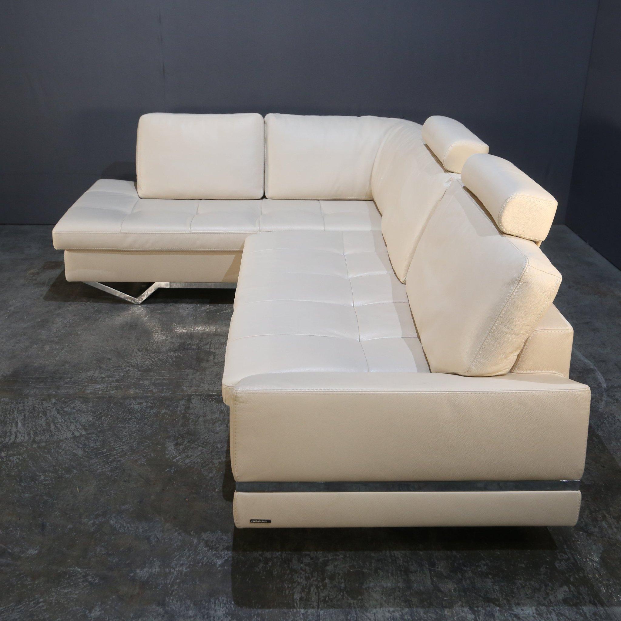 Roche Bobois Sofá seccional de piel color crema Francés en venta