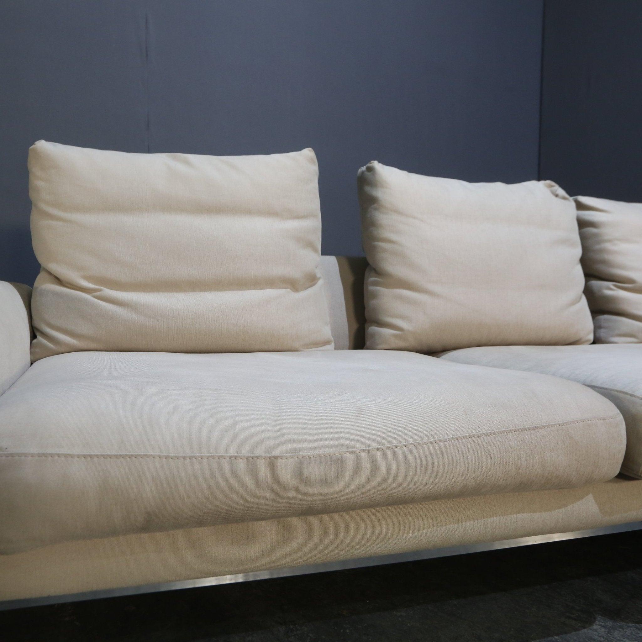 XXIe siècle et contemporain Roche Bobois Canapé sectionnel en cuir crème en vente