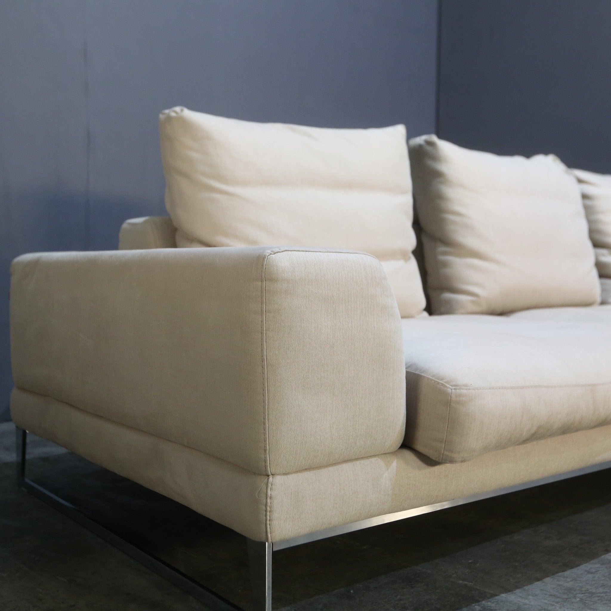 Roche Bobois Canapé sectionnel en cuir crème en vente 1