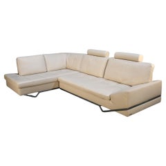 Roche Bobois Sofá seccional de piel color crema