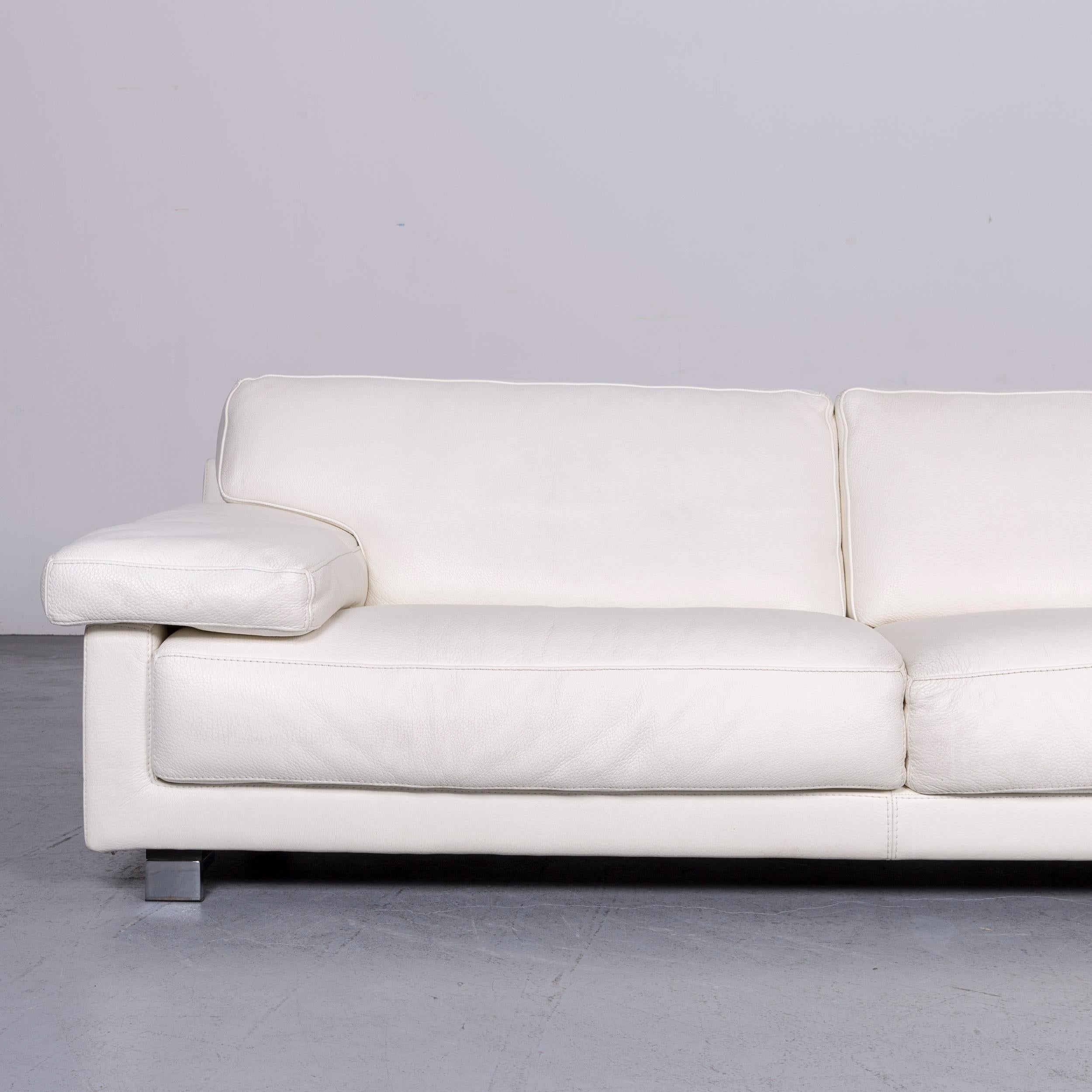 roche bobois white leather sofa