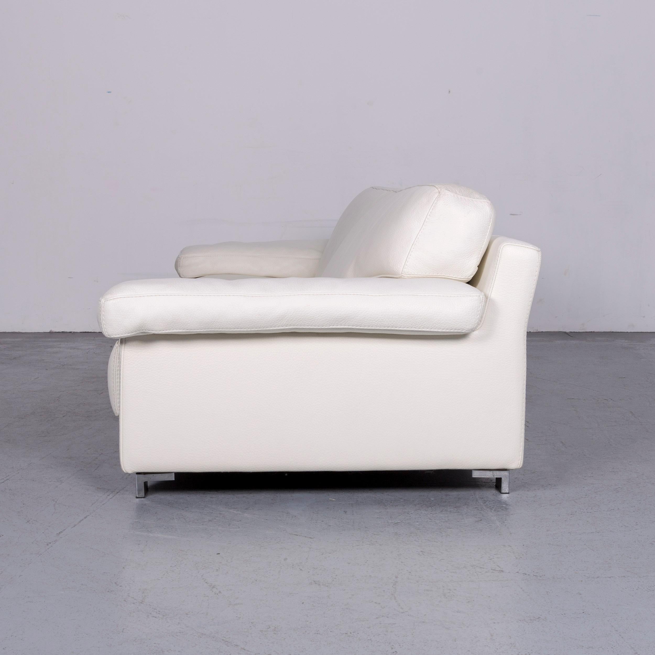 Roche Bobois Designer Leather Sofa White Three-Seat Couch 1