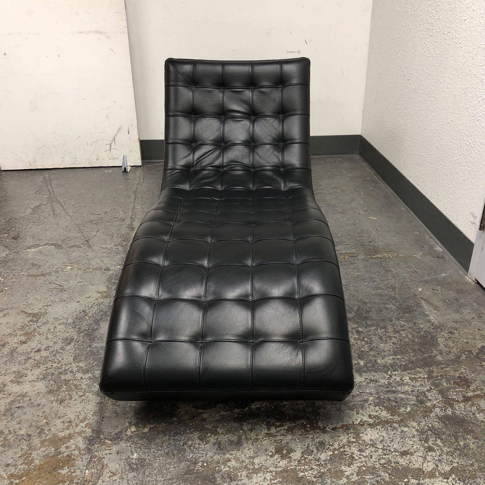 Italian Roche Bobois Dolce Black Leather Lounge For Sale