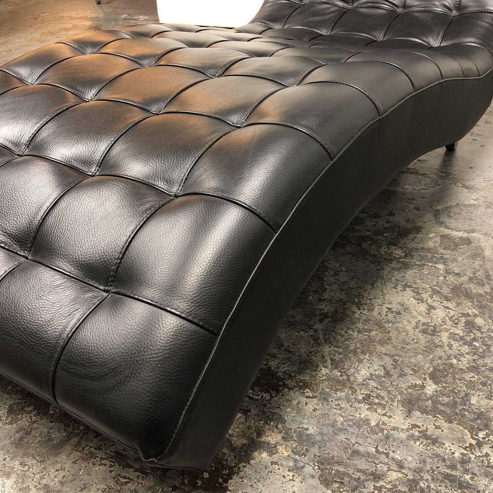 Roche Bobois Dolce Black Leather Lounge In Good Condition For Sale In San Francisco, CA