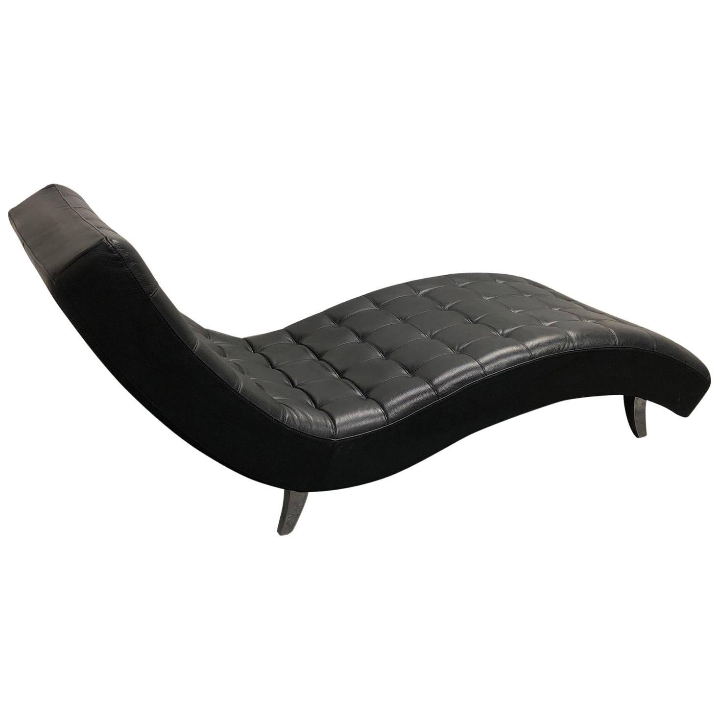 Roche Bobois Dolce Black Leather Lounge For Sale