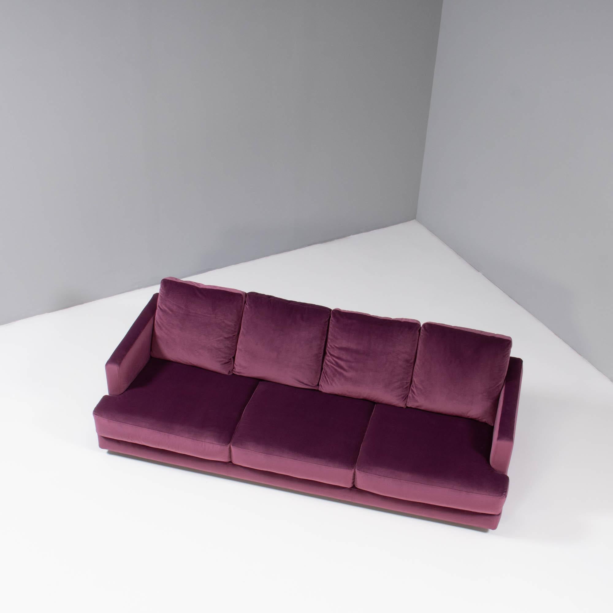 French Roche Bobois Eclipse 4 Seater Sofa Deep Purple Velvet