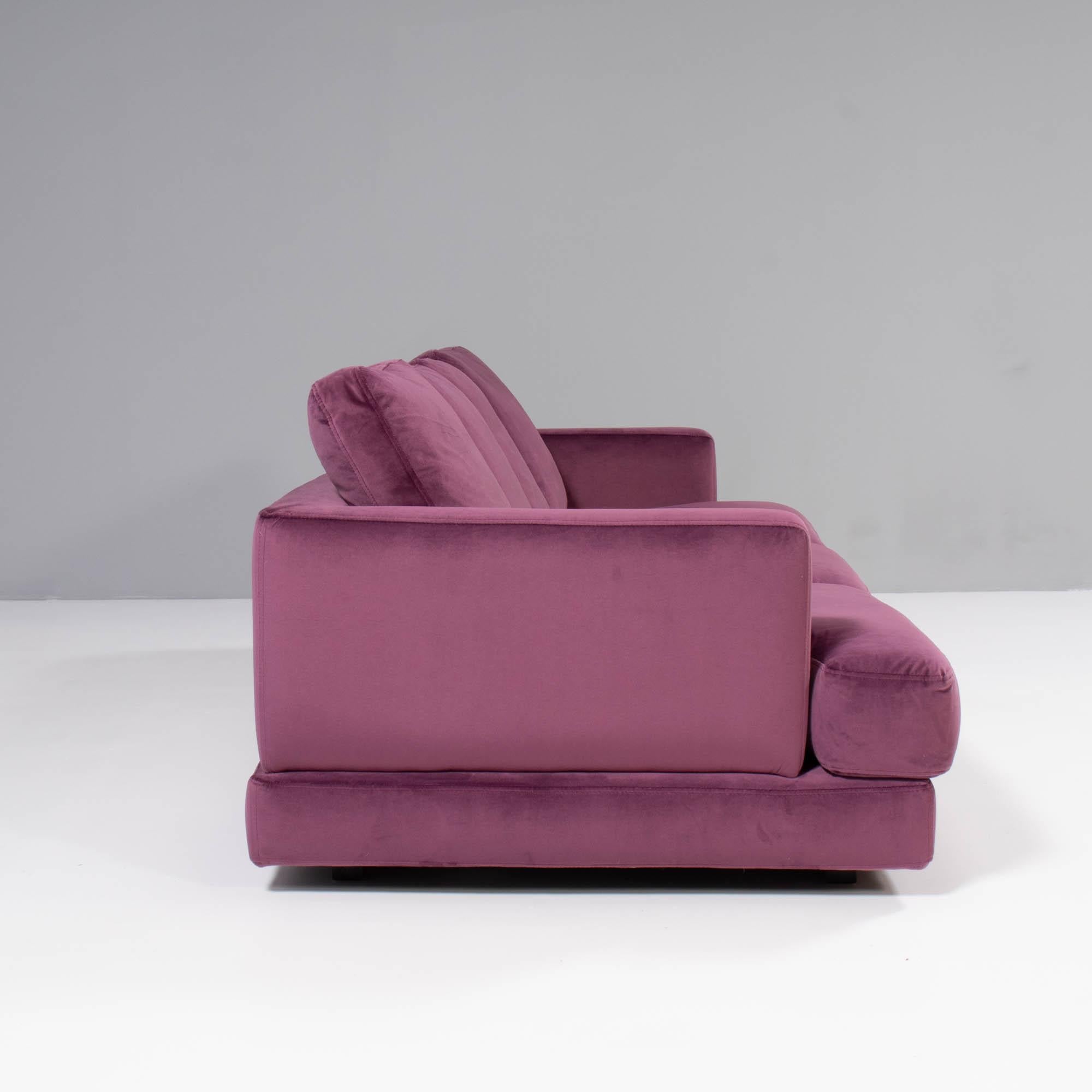 Contemporary Roche Bobois Eclipse 4 Seater Sofa Deep Purple Velvet