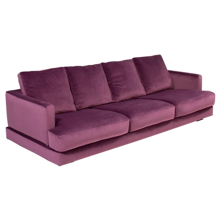 Roche Bobois Eclipse 4 Seater Sofa Deep Purple Velvet For Sale at 1stDibs