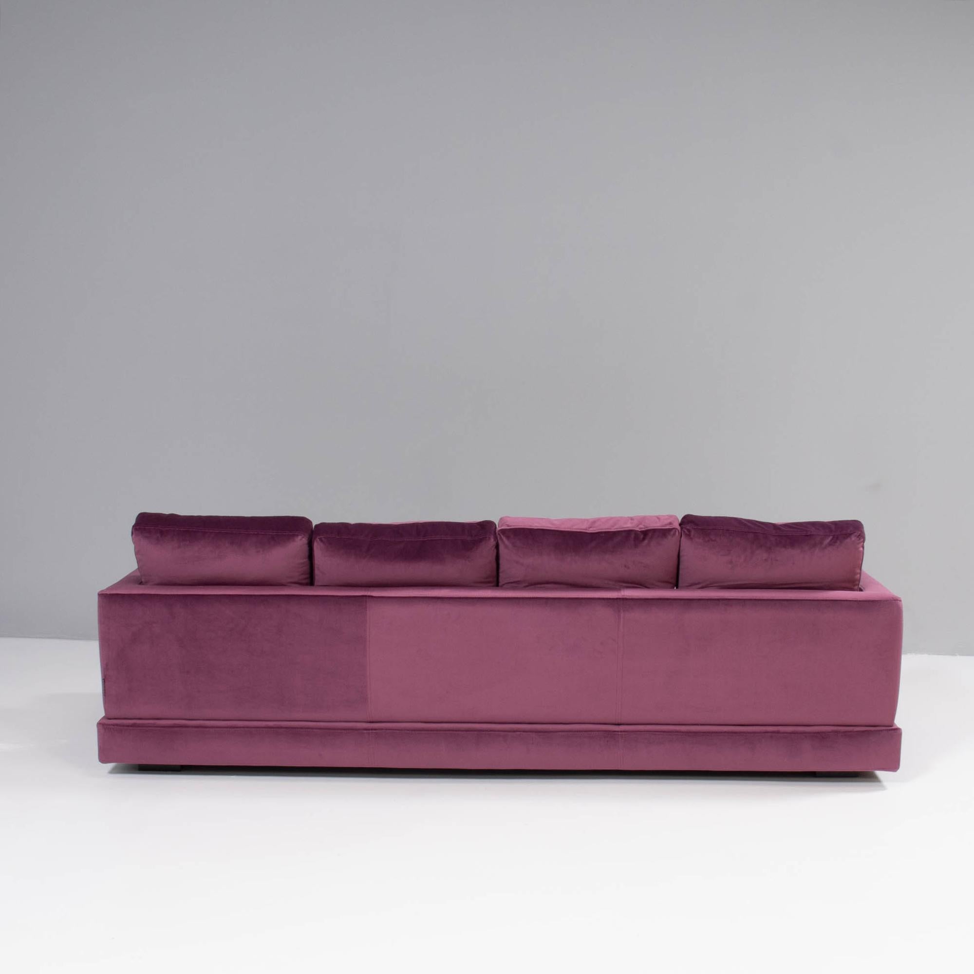 Roche Bobois Eclipse Four-Seater Sofa, Purple Velvet In Excellent Condition In London, GB