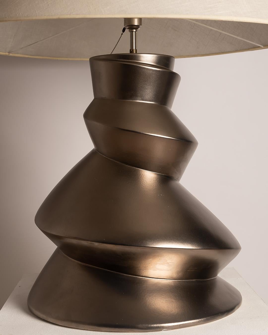Roche Bobois  Faïencerie de Charolles XL Spiral Ceramic Table Lamp, 1970s For Sale 3