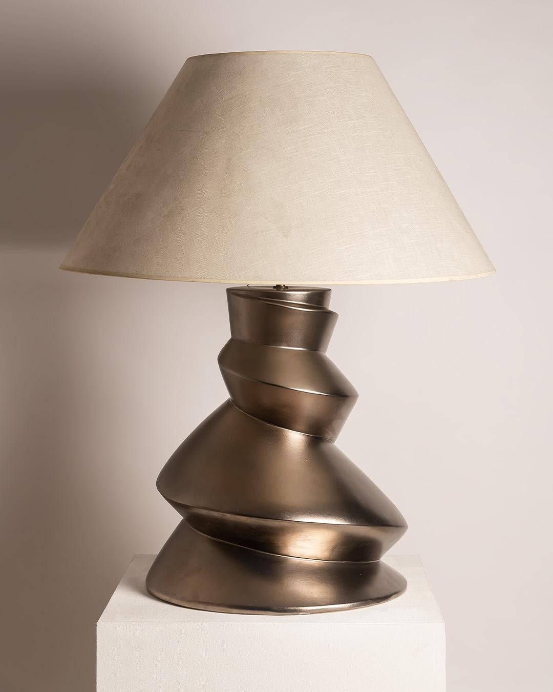 Roche Bobois  Faïencerie de Charolles XL Spiral Ceramic Table Lamp, 1970s For Sale 4