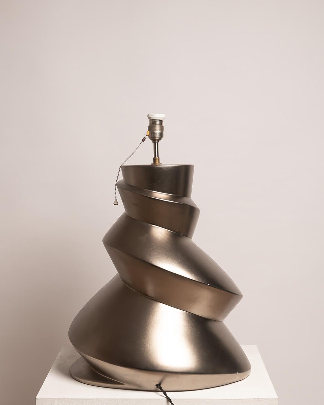Enameled Roche Bobois  Faïencerie de Charolles XL Spiral Ceramic Table Lamp, 1970s For Sale