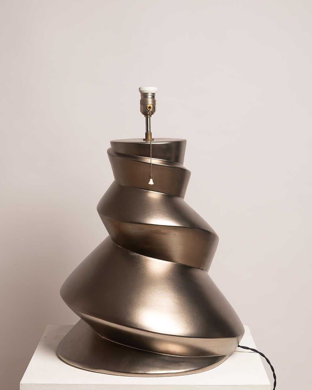 Roche Bobois  Faïencerie de Charolles XL Spiral Ceramic Table Lamp, 1970s In Good Condition For Sale In BARCELONA, ES
