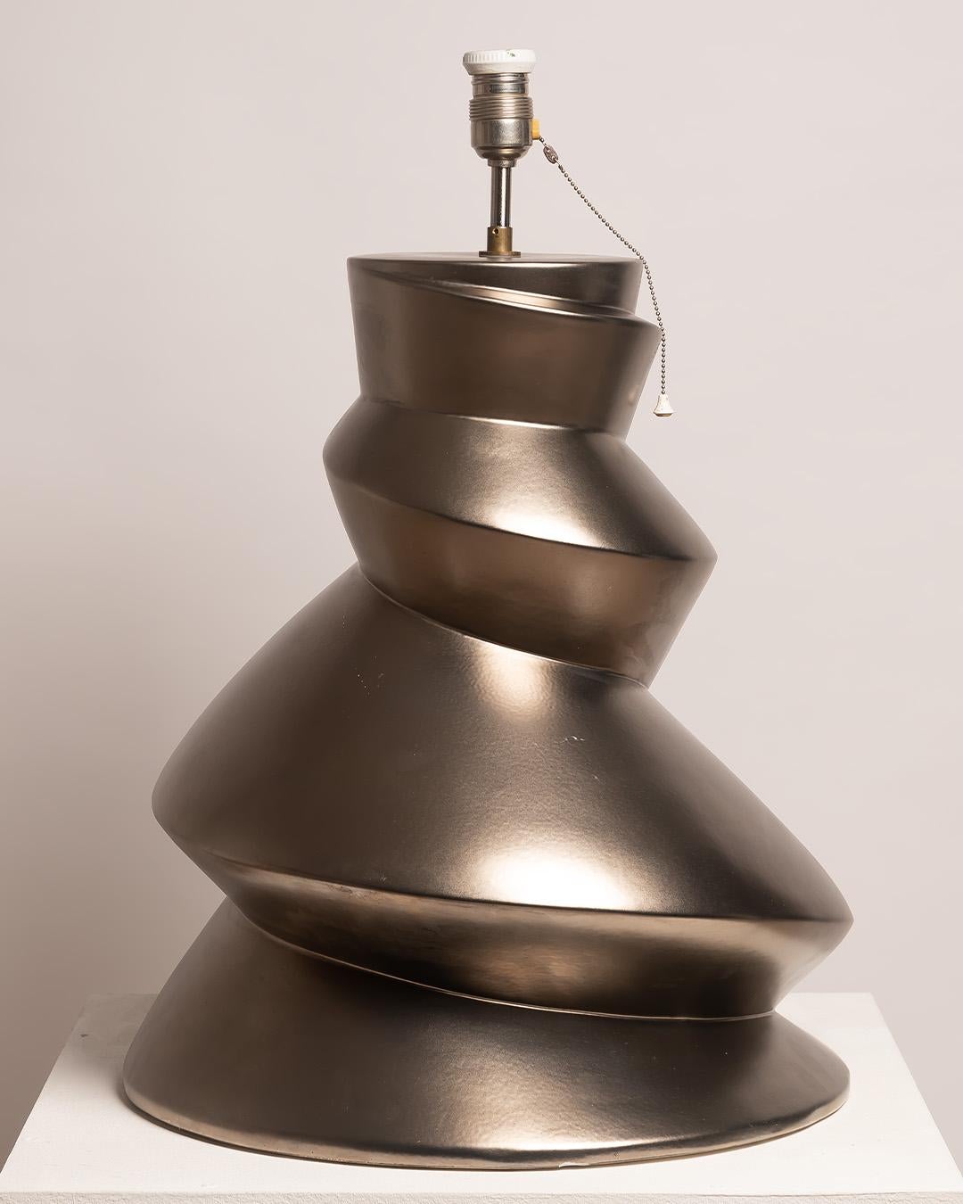 Late 20th Century Roche Bobois  Faïencerie de Charolles XL Spiral Ceramic Table Lamp, 1970s For Sale