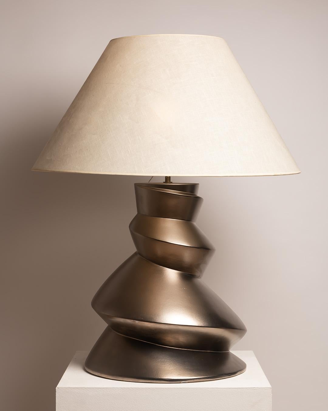 Roche Bobois  Faïencerie de Charolles XL Spiral Ceramic Table Lamp, 1970s For Sale 1