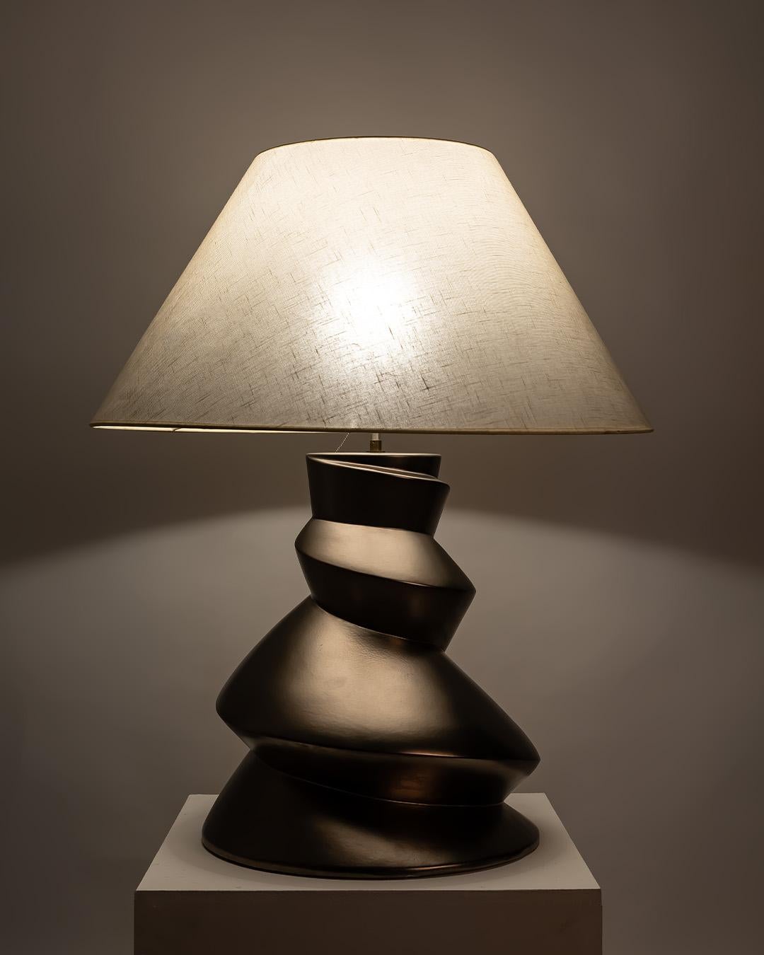 Roche Bobois  Faïencerie de Charolles XL Spiral Ceramic Table Lamp, 1970s For Sale 2