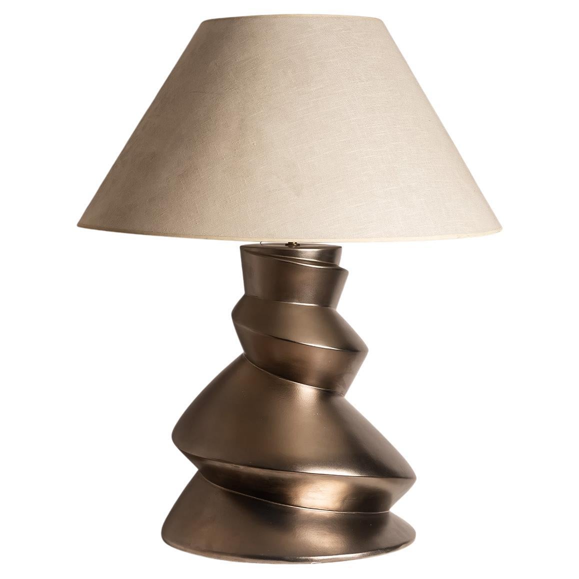 Roche Bobois  Faïencerie de Charolles XL Spiral Ceramic Table Lamp, 1970s For Sale