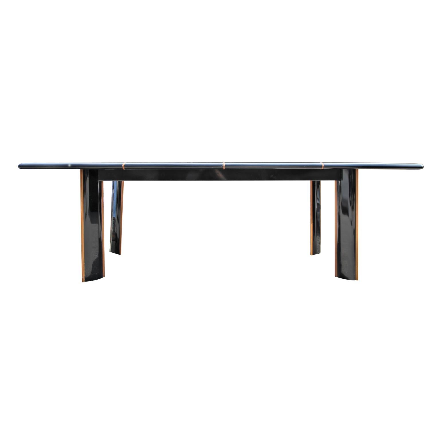 Post-Modern Roche Bobois for Pierre Cardin Italian High Gloss Black Lacquer Dining Table