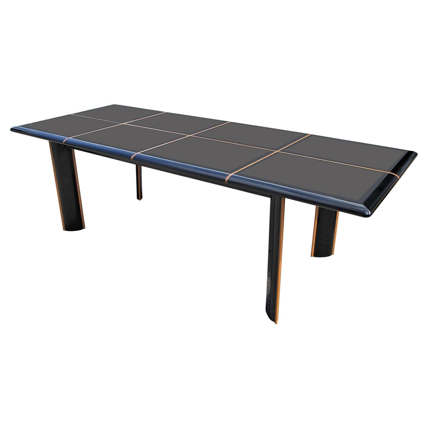 Roche Bobois for Pierre Cardin Italian High Gloss Black Lacquer Dining Table