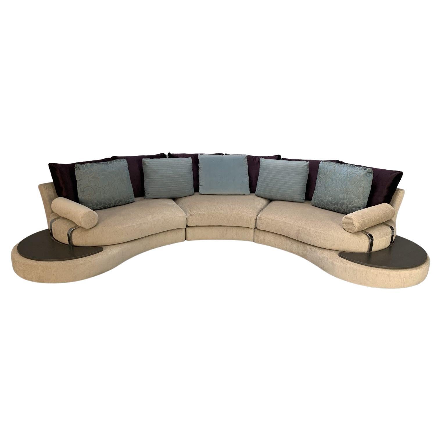 Roche Bobois “Formentera” Sofa, 5-Seat Curved, in Chenille For Sale