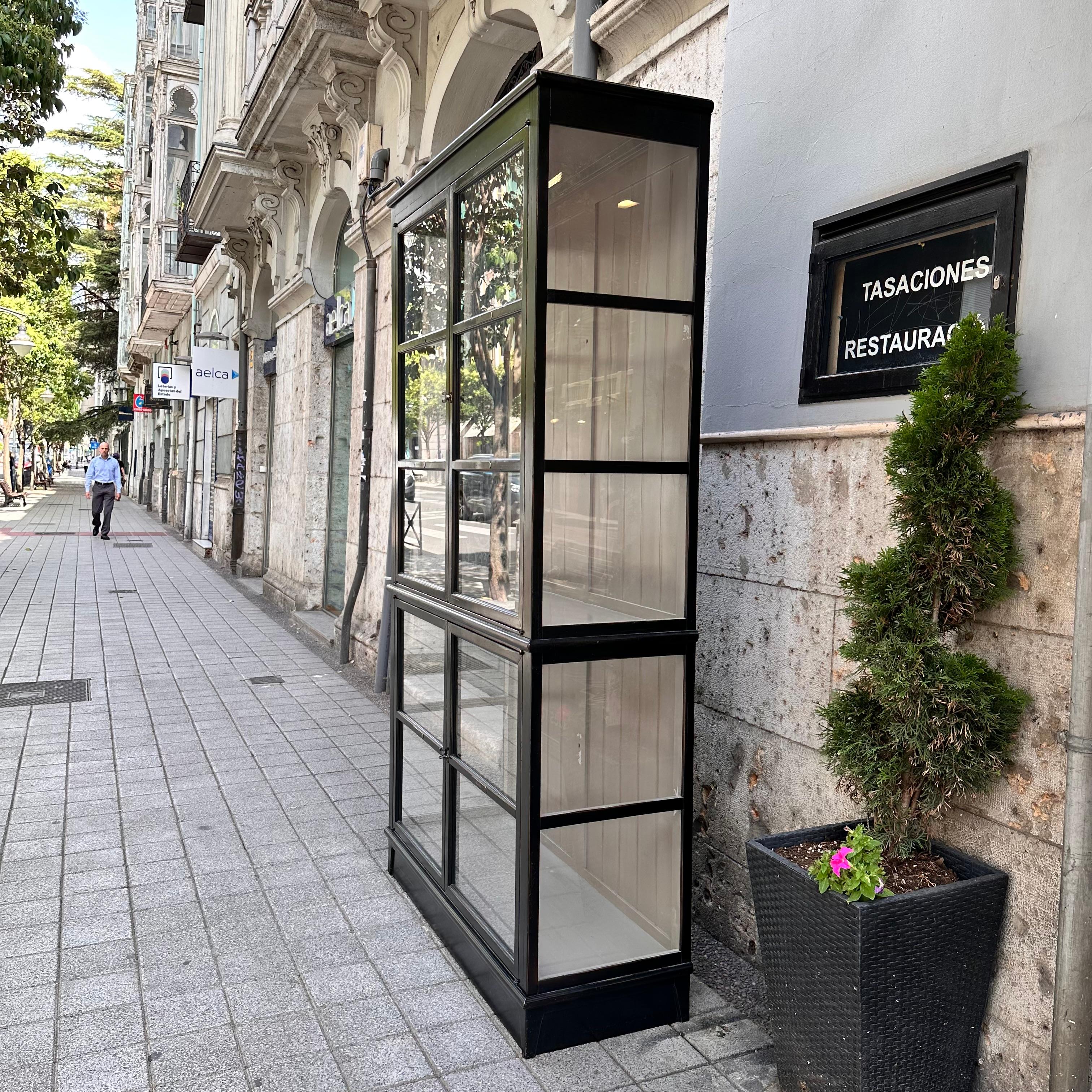 Wood Roche Bobois France, Black display case/architect library “Architecte For Sale
