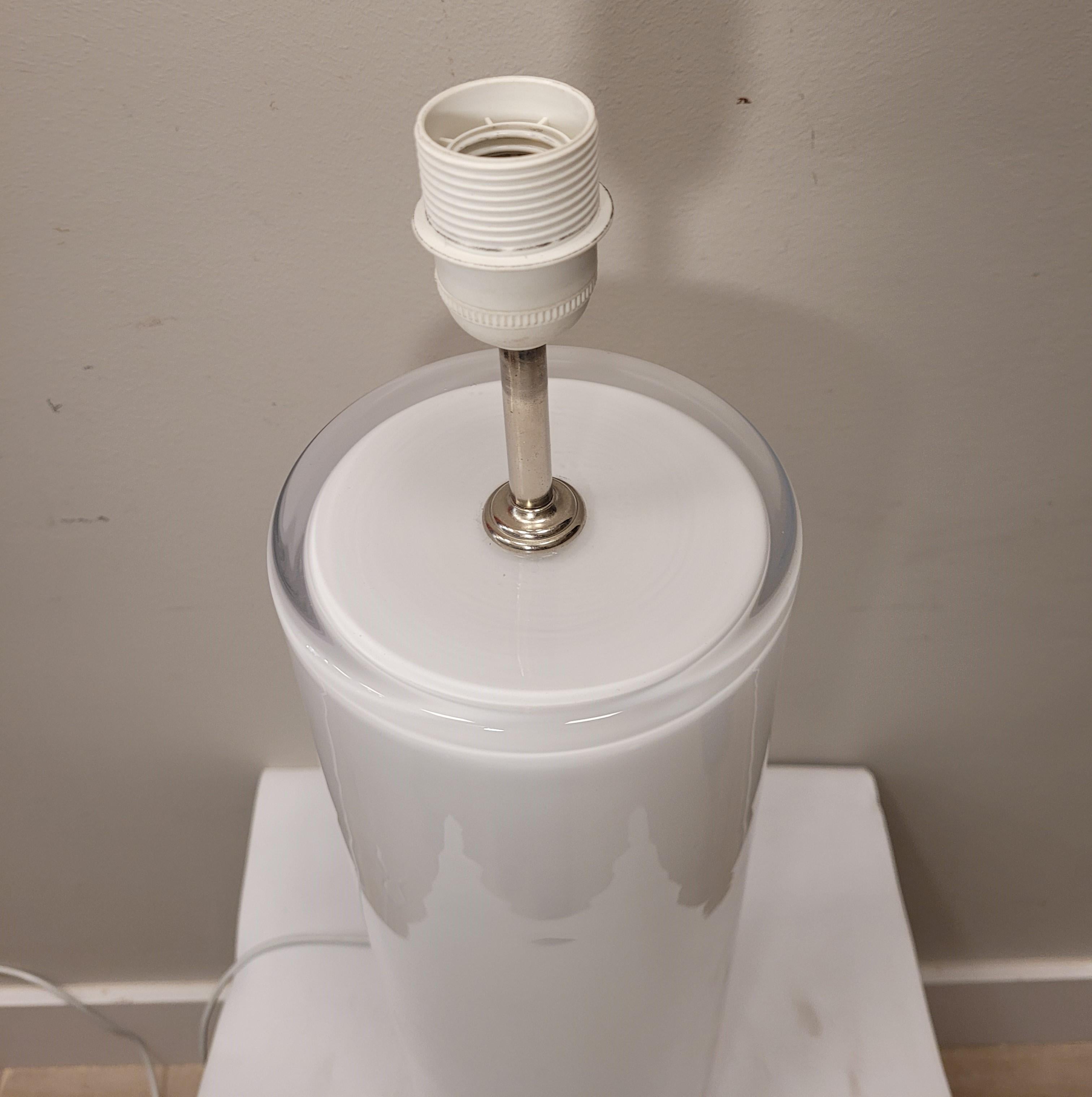 Fait main Roche Bobois France  Lampe de table en verre opalin