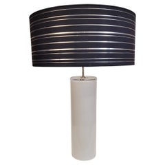 Roche Bobois France White  Lampe Opaline Glass Table Lamp