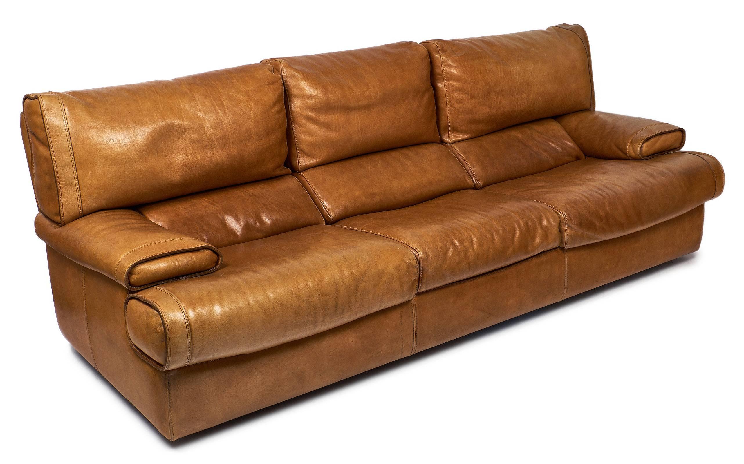 Baxter Italienisches Ledersofa im Zustand „Hervorragend“ in Austin, TX