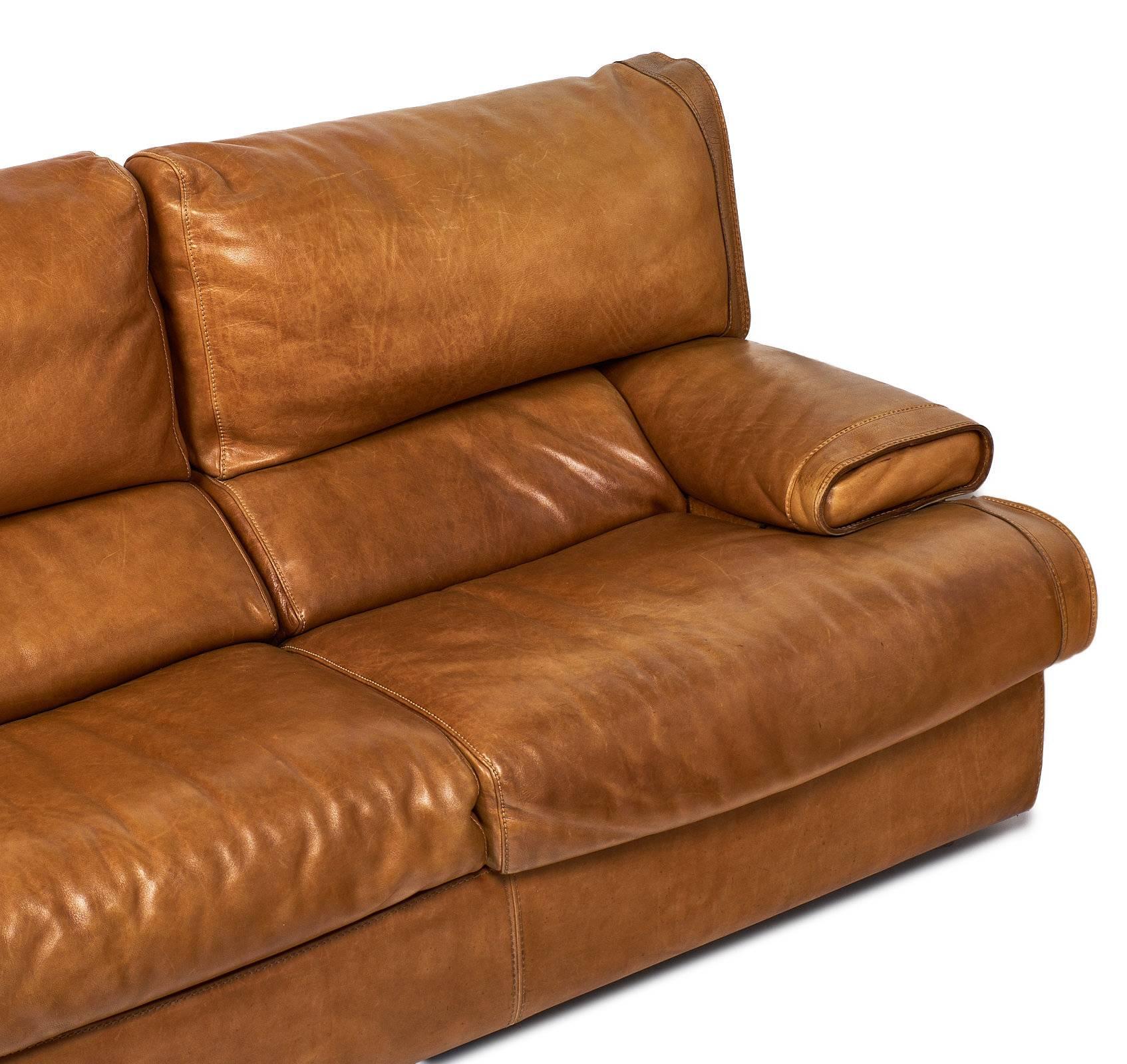 French Baxter Italian Leather Sofa