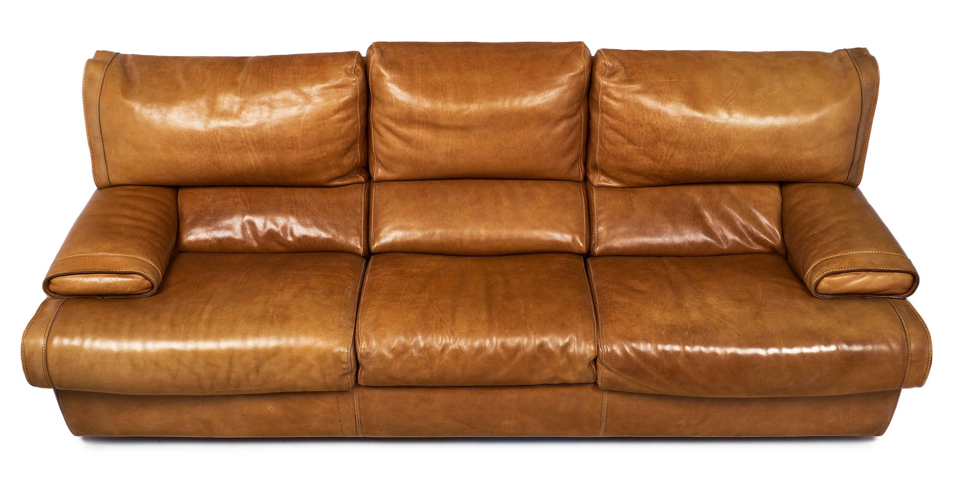 Mid-20th Century Baxter Italian Leather Sofa