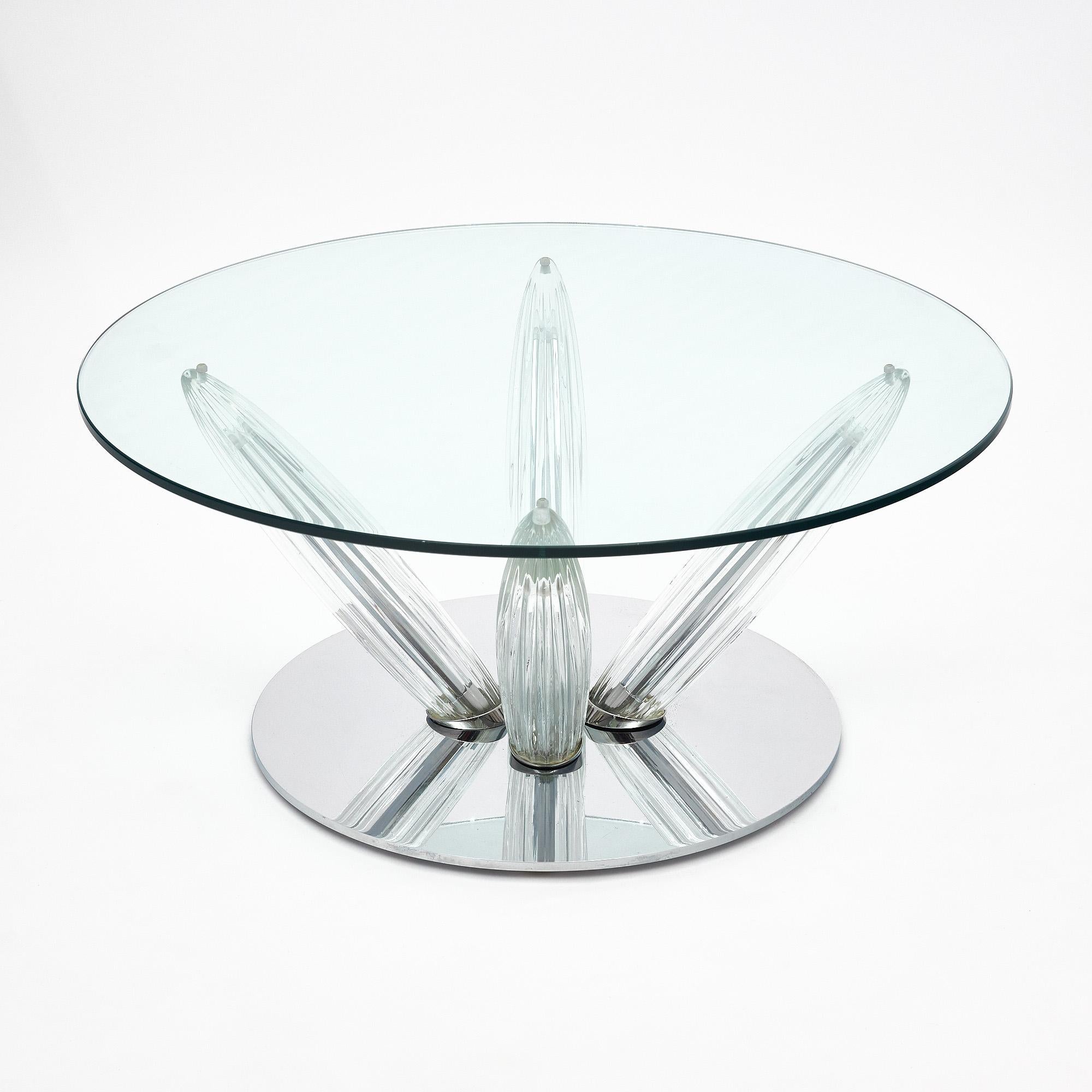 Modern Roche Bobois Glass and Chrome Coffee Table For Sale