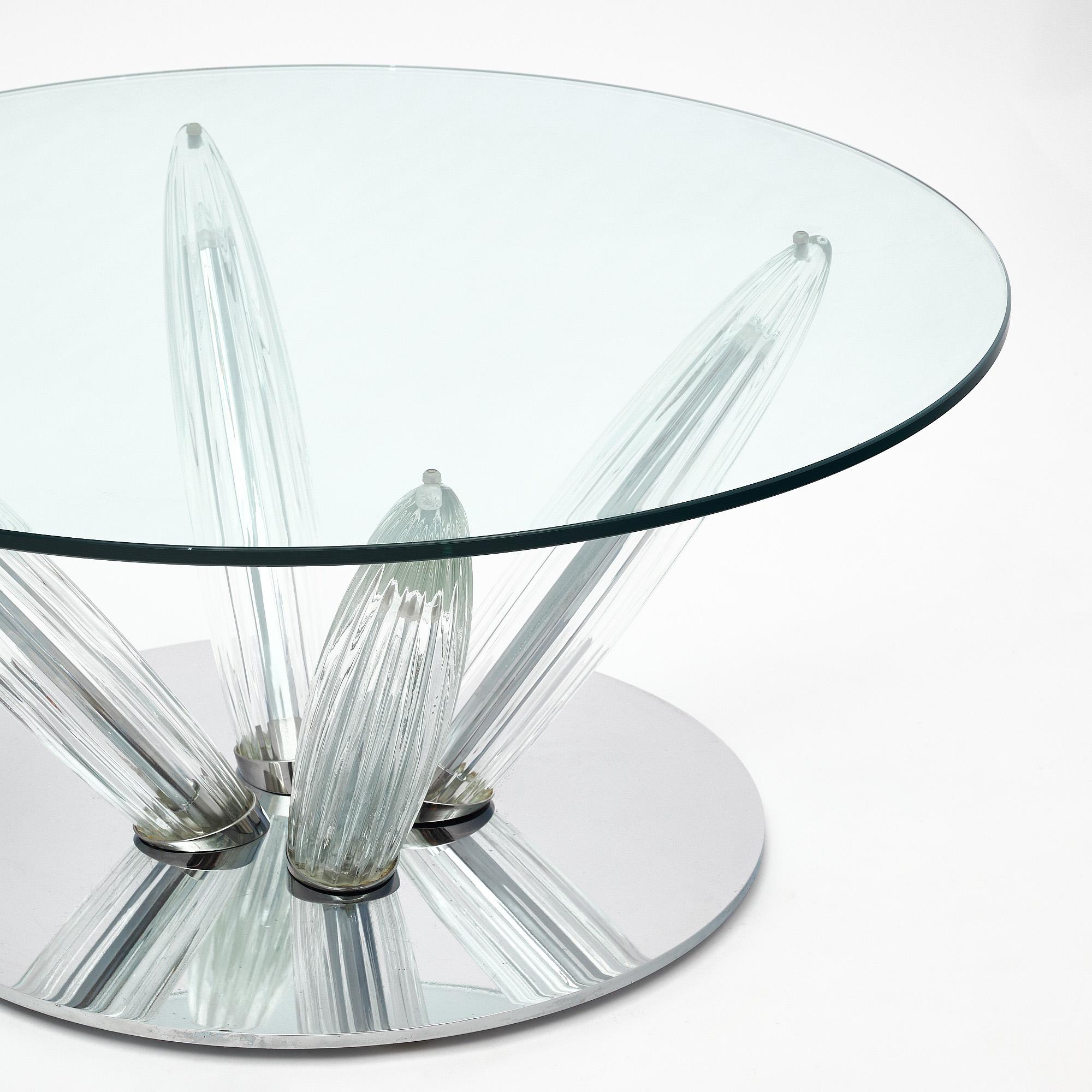 Roche Bobois Glass and Chrome Coffee Table For Sale 1