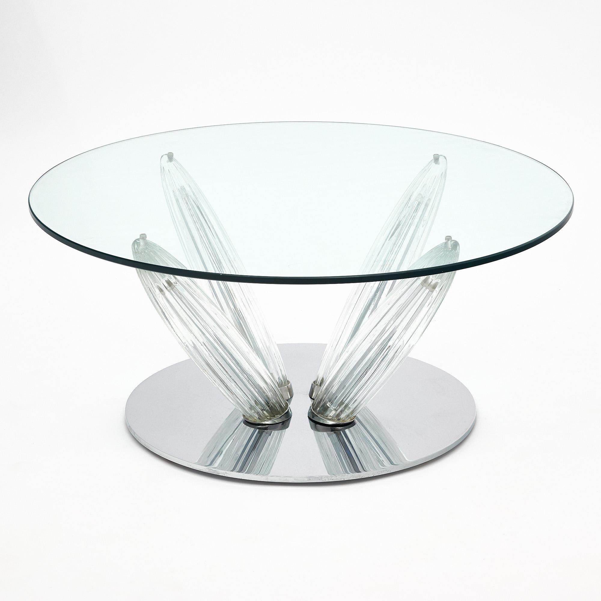 Roche Bobois Glass and Chrome Coffee Table For Sale 2