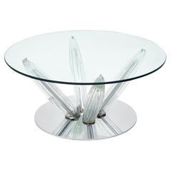 Table basse en verre et chrome de Roche Bobois