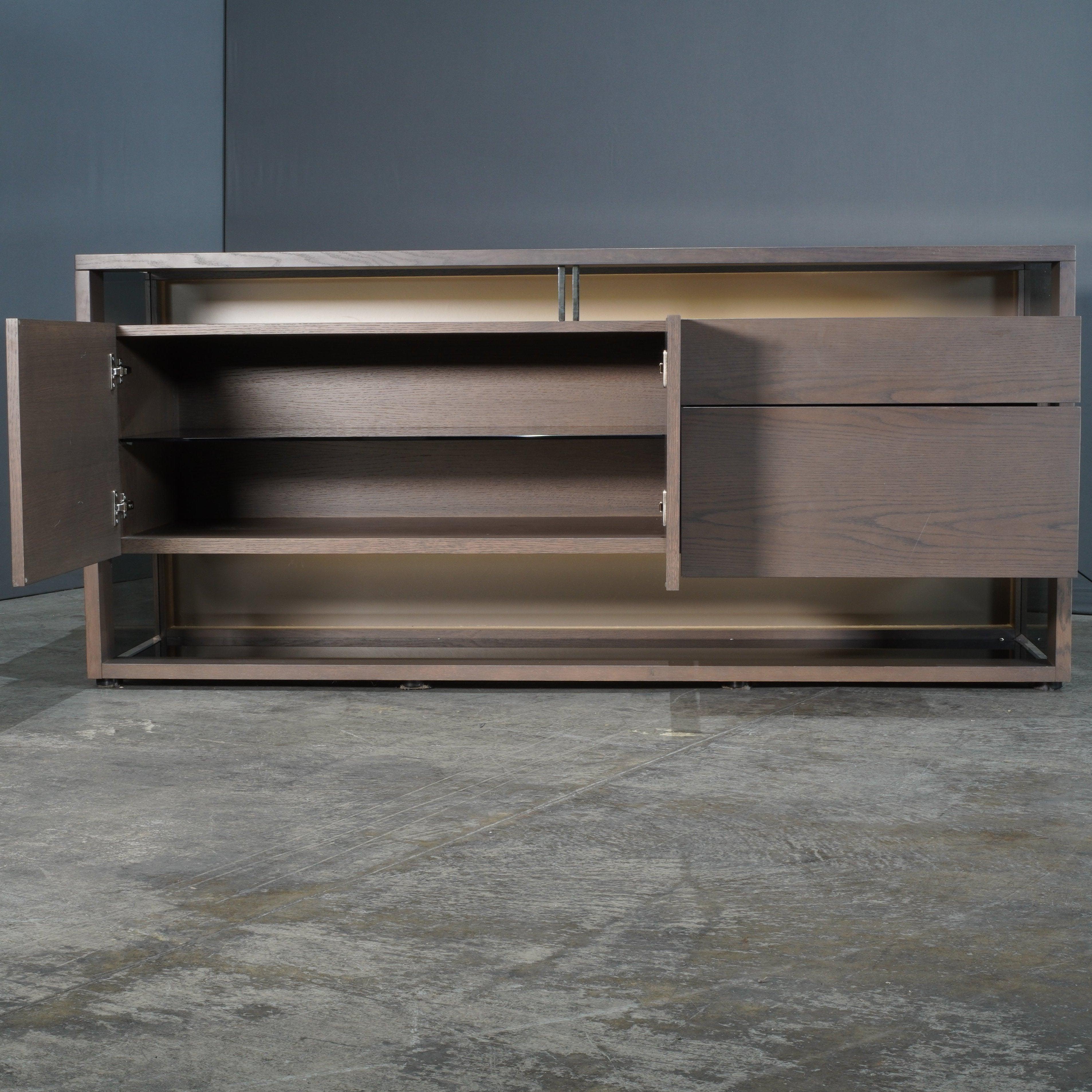 Buffet en verre anthracite et verre fumé Roche Bobois 1