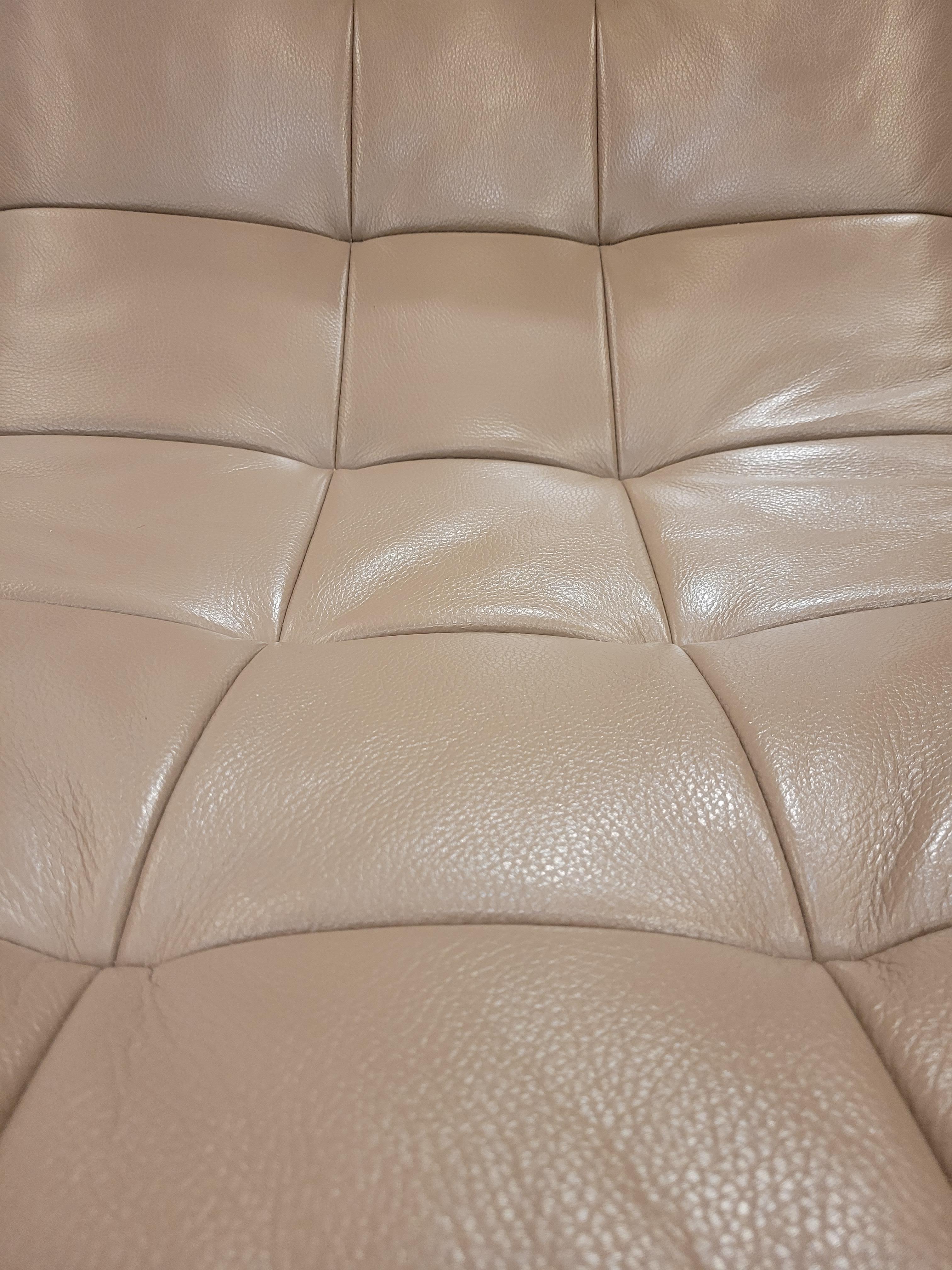 Chaiselongue, lit de jour, canapé en cuir gris Roche Bobois 4