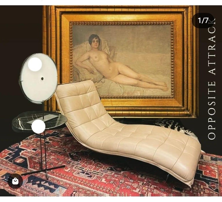 Roche Bobois Chaiselongue en cuir gris, lit de jour, Sofa En vente sur  1stDibs