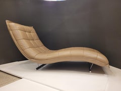 Roche Bobois Grey Leather Chaiselongue, Day Bed, Sofa