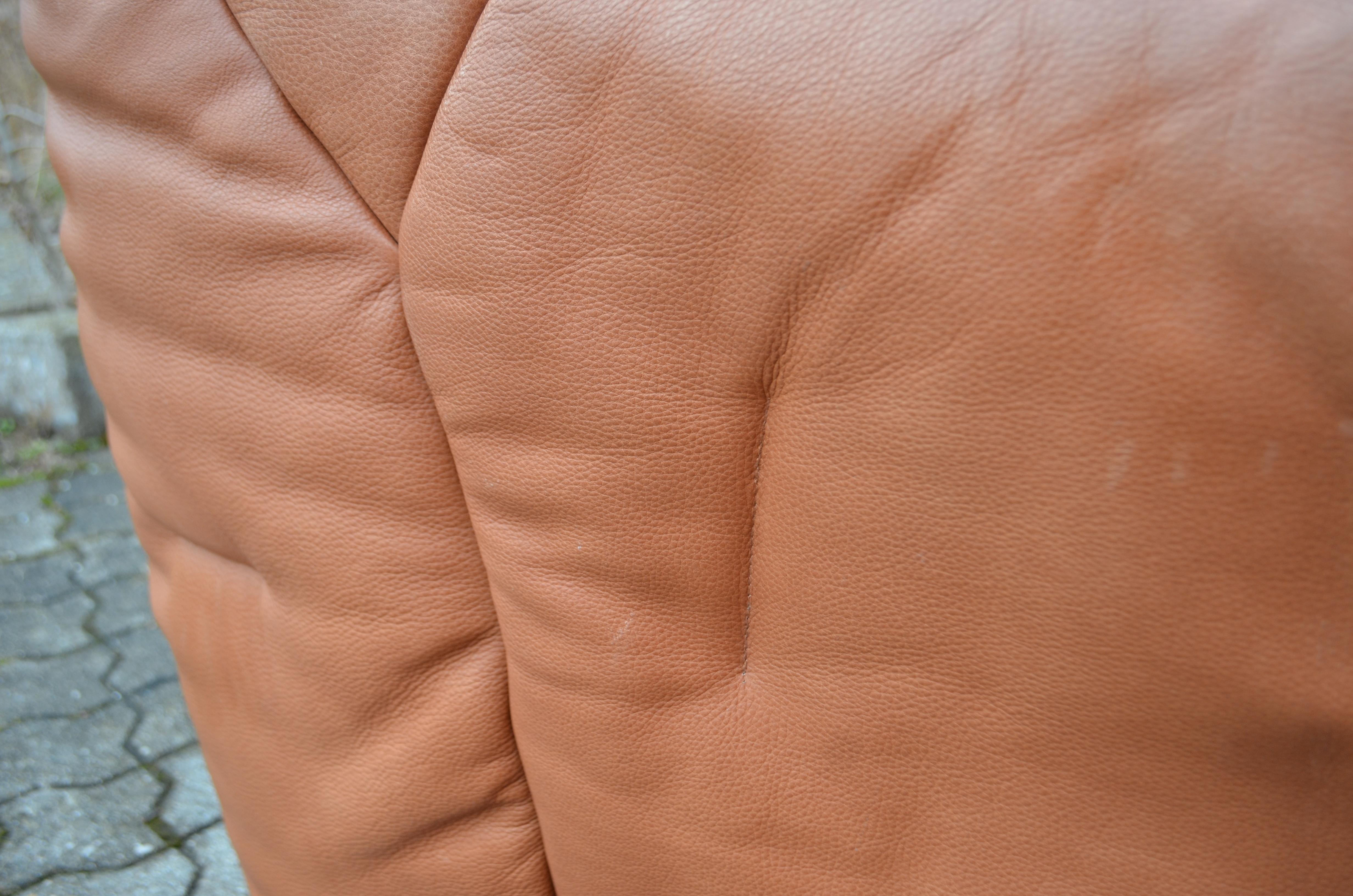 Roche Bobois Hans Hopfer Vintage Informel Cognac Aniline Leather Lounge Chair For Sale 3