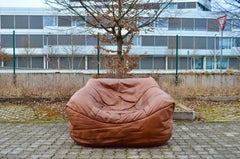 Roche Bobois Hans Hopfer Vintage Informel Cognac Aniline Leather Lounge Chair