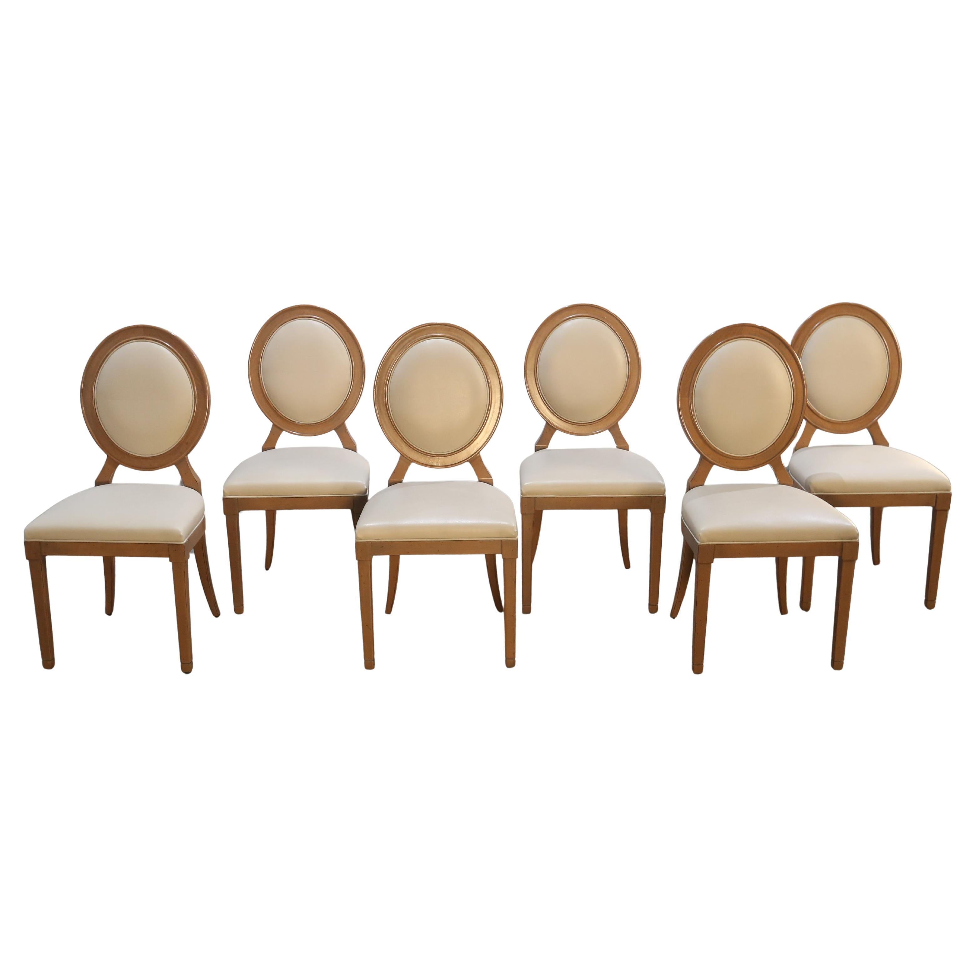 Roche Bobois Hortense Cream Leather Dining Chairs, Set of Six