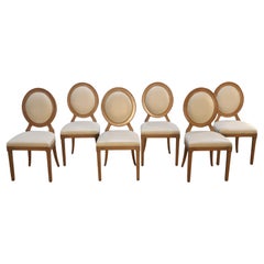 Roche Bobois Hortense Cream Leather Dining Chairs, Set of Six