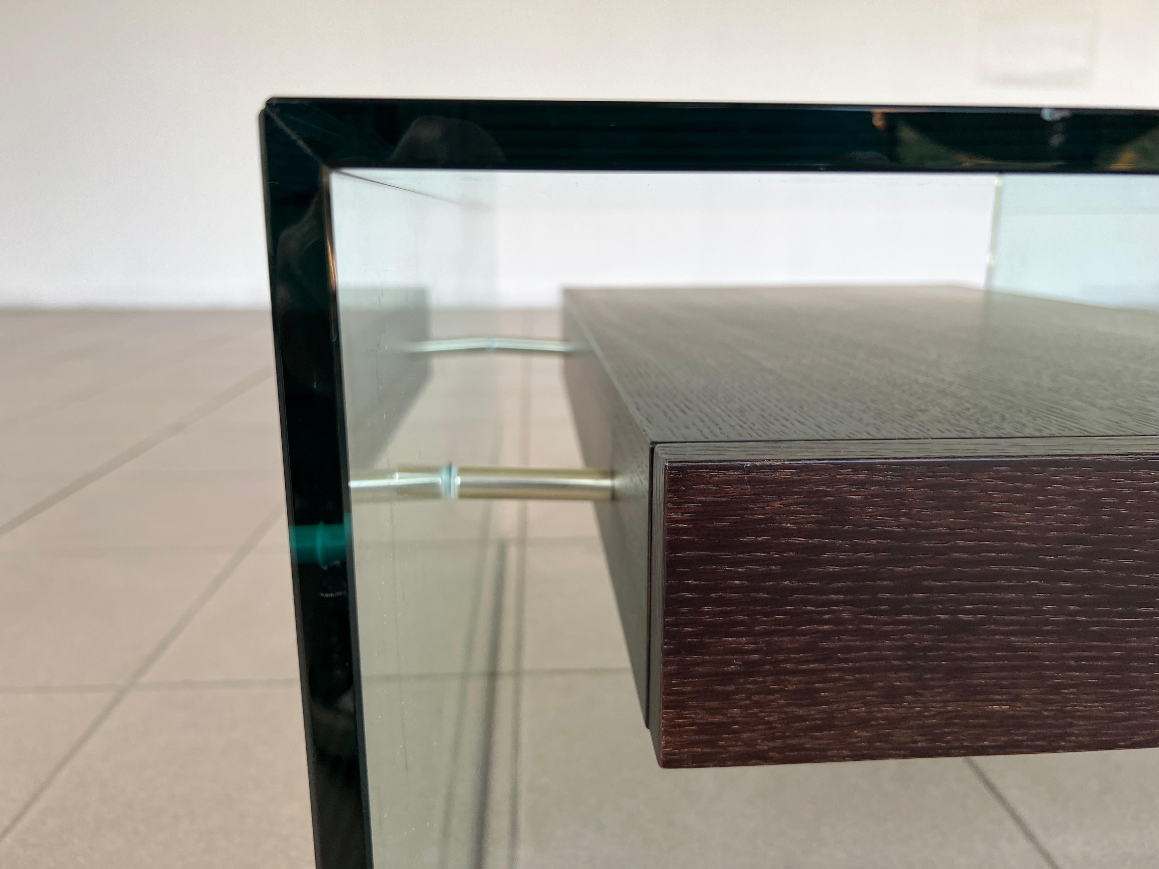 Roche Bobois INDO Tempered Glass and Wood End or Coffee Table  4