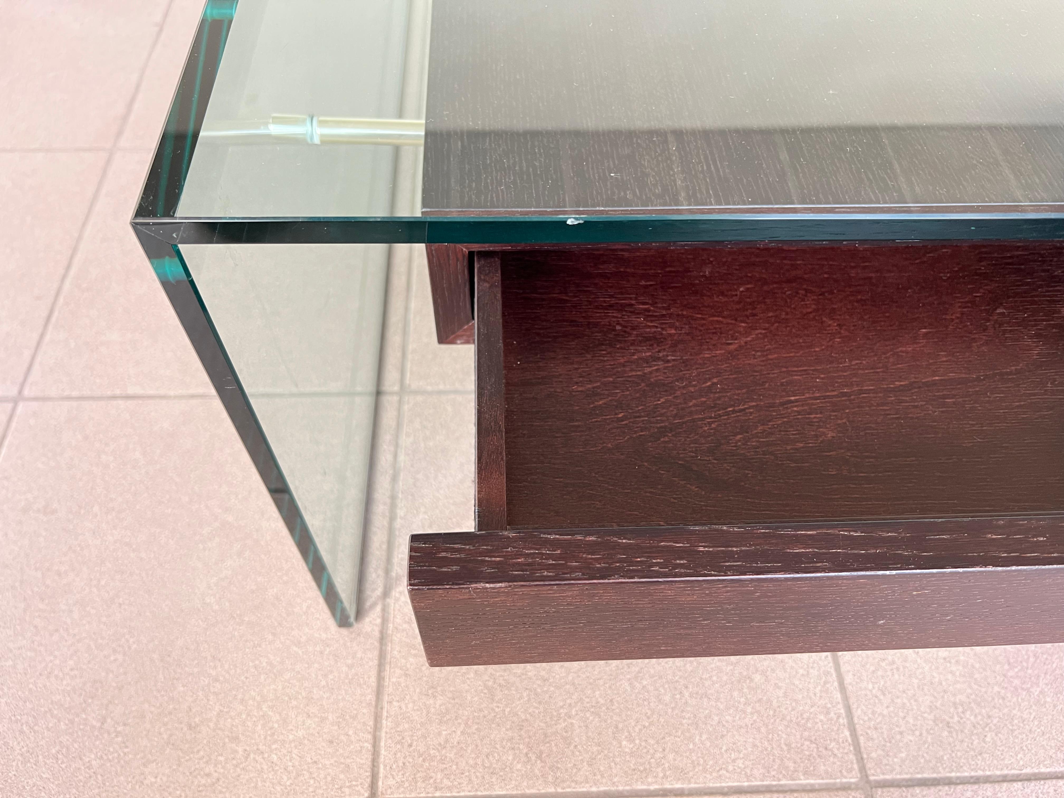 Roche Bobois INDO Tempered Glass and Wood End or Coffee Table  6