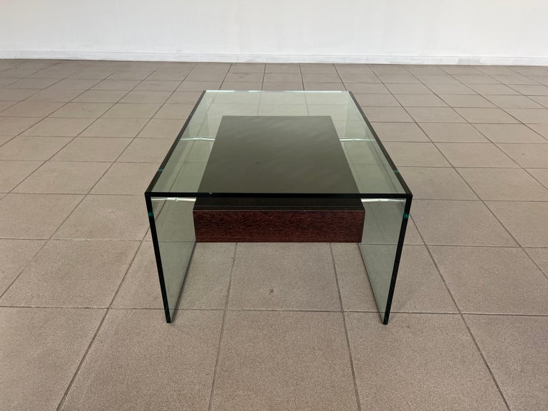Roche Bobois INDO Tempered Glass and Wood End or Coffee Table For Sale at  1stDibs