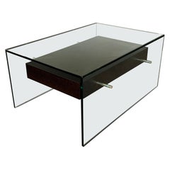 Roche Bobois INDO Tempered Glass and Wood End or Coffee Table