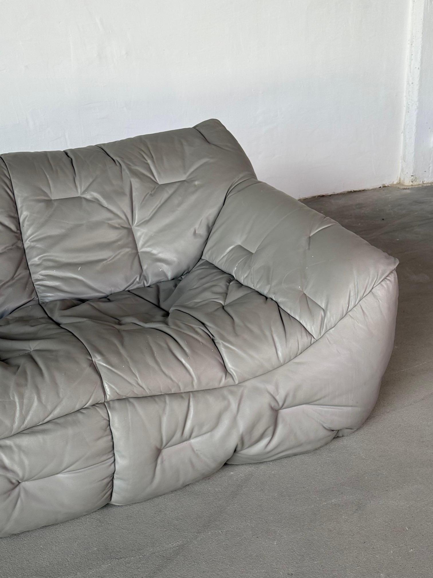 Roche Bobois 'Informel' Zweisitzer-Sofa - Originalpolsterung aus Naturleder (Ende des 20. Jahrhunderts) im Angebot