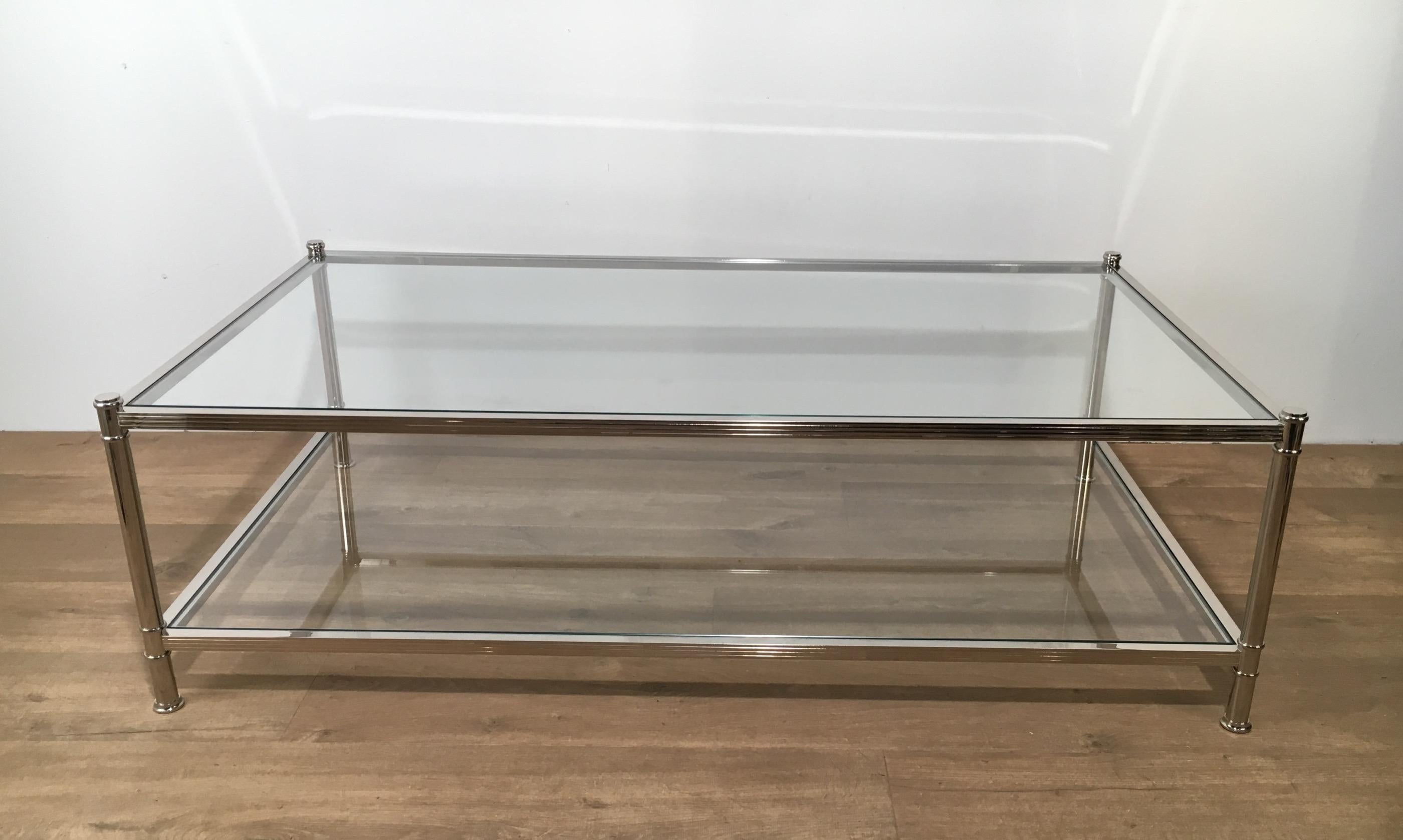 Mid-Century Modern Roche Bobois, Large Chrome Coffee Table, circa 1970 For Sale